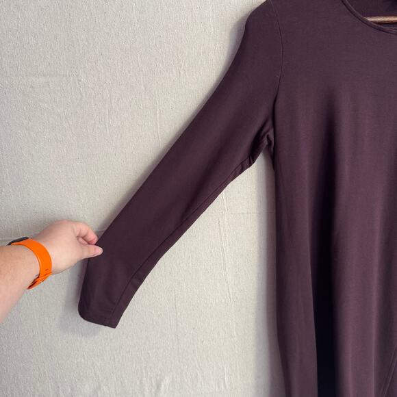 Pure Jill T-Shirt Dress Size XS Dark Purple Long Sleeve Pima Cotton Modal Blend - Picture 4 of 11